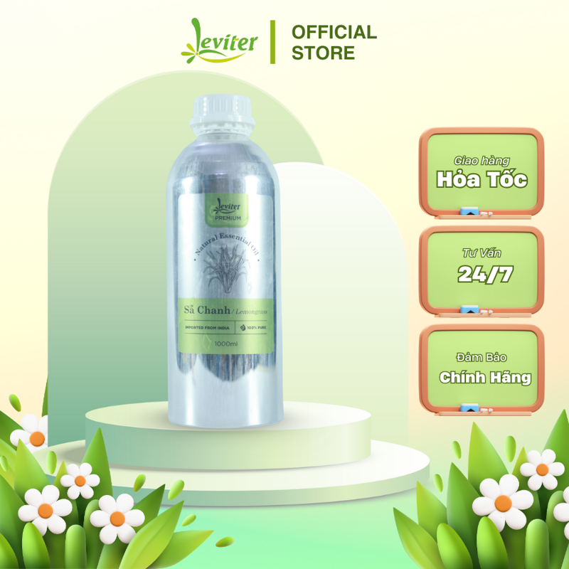 Tinh dầu Sả Chanh Leviter 1000ml nguyên liệu xông thơm máy khuếch tán, sản xuất xịu phòng, Mỹ phẩm