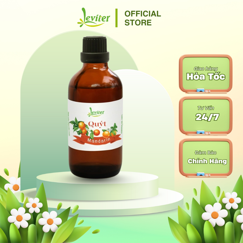 Tinh dầu tự nhiên Quýt Leviter 100ml giúp khử mùi, làm mát, thư giãn, xông thơm phòng